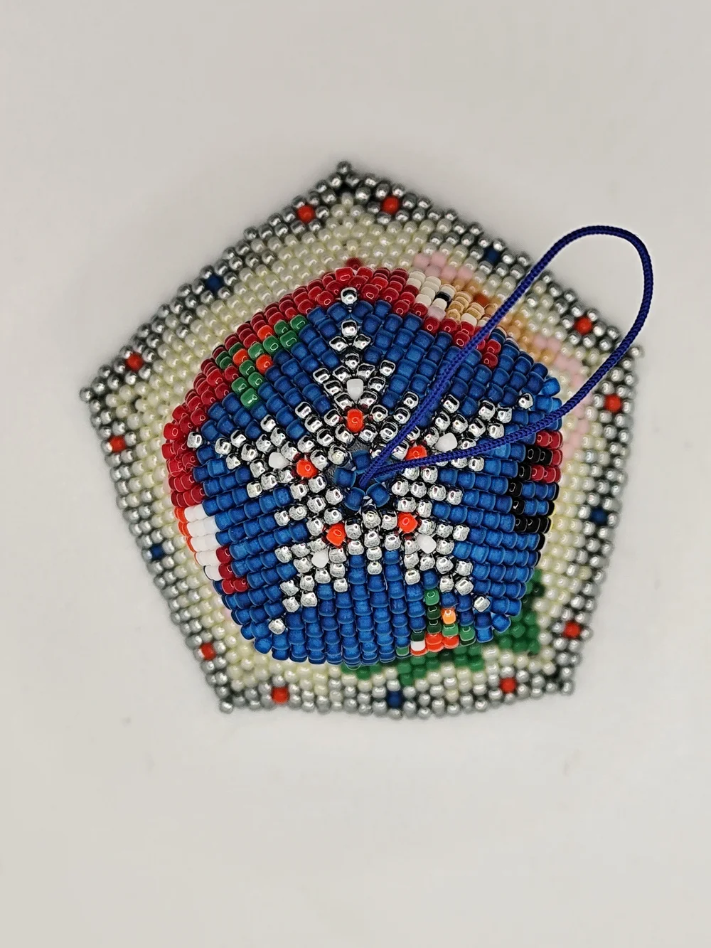 Handcrafted Beaded Holiday Bell Ornament in Multicolor